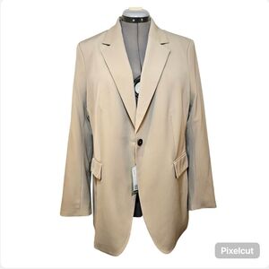 NWT H&M tan beige single breasted 1 button lined womens oversized blazer L US.